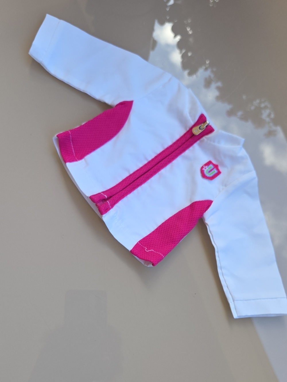 American Girl White and Hot Pink Zip Swim Jacket